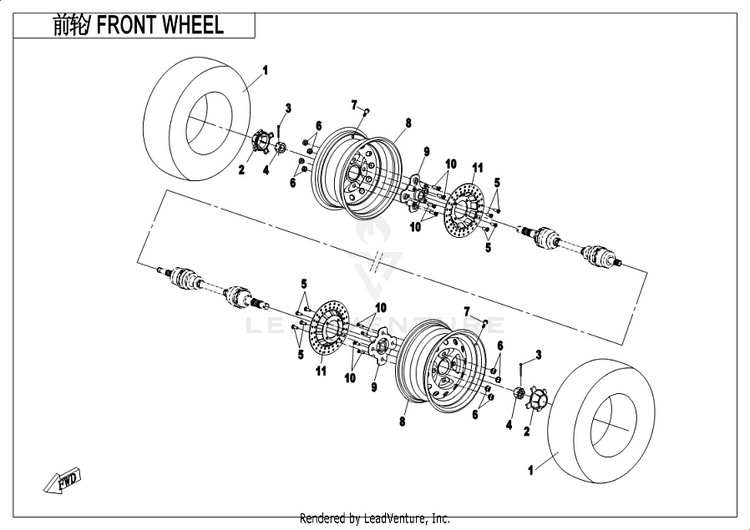 Front Wheel CFORCE 400 CF400AU 2019 Crystal Orange Schematic