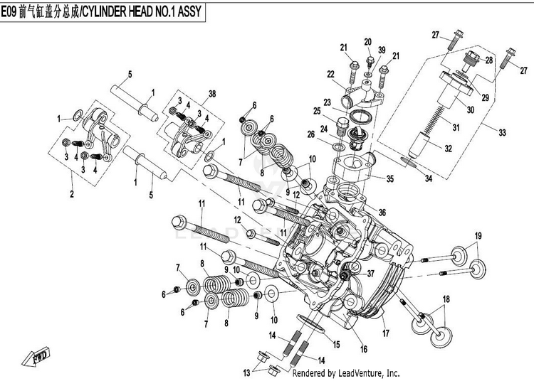 Cyl Head No.1 Assy (Starter End) CFORCE 800 CF800-2 2017 Crystal Orange Schematic