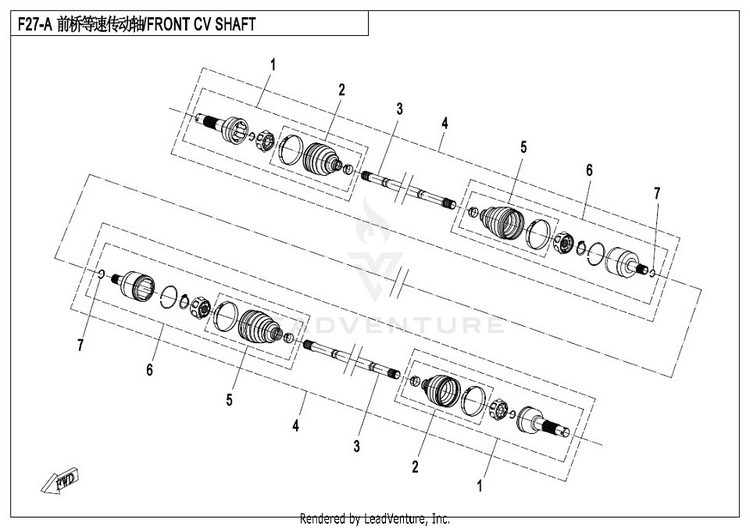 Front Cv Shaft(Old) CF500AU-7S CFORCE 500 S 2017 Ferrari  Red Schematic