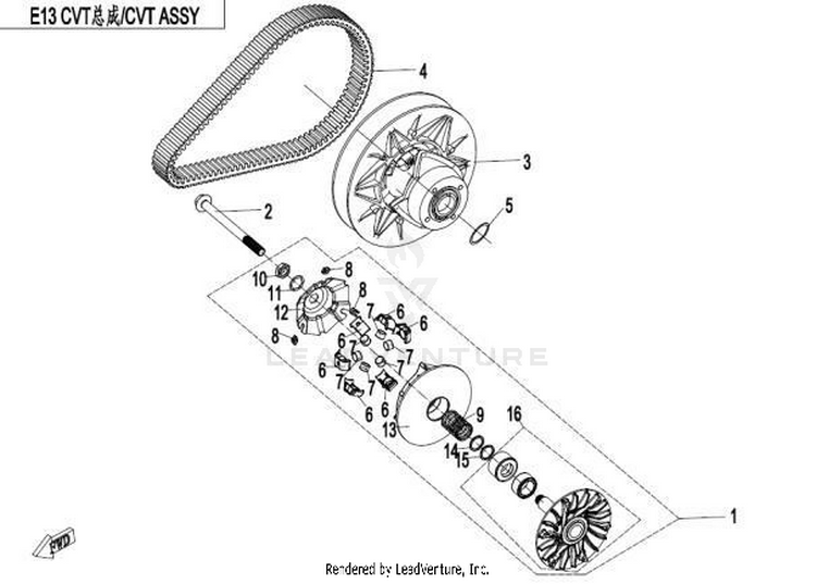 Cvt Assembly CFORCE 500 HO CF500AU-6L 2017 Crystal Orange Schematic