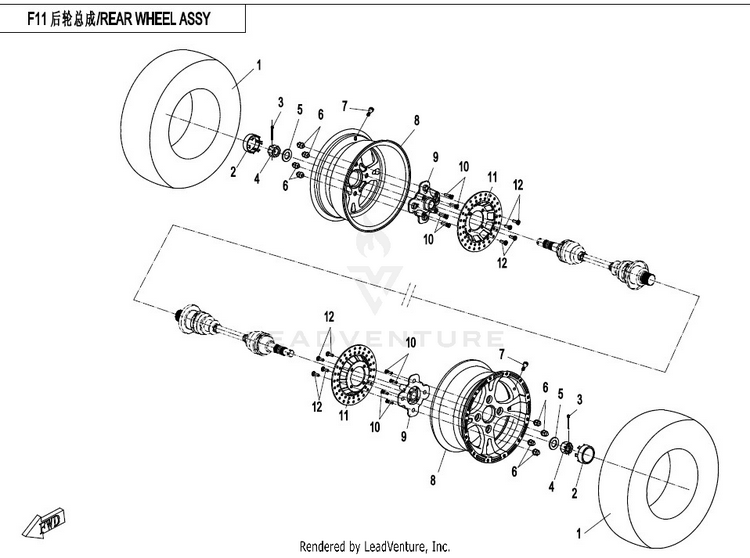 Rear Wheel Assy CFORCE 800 CF800-2 2017 Crystal Orange Schematic