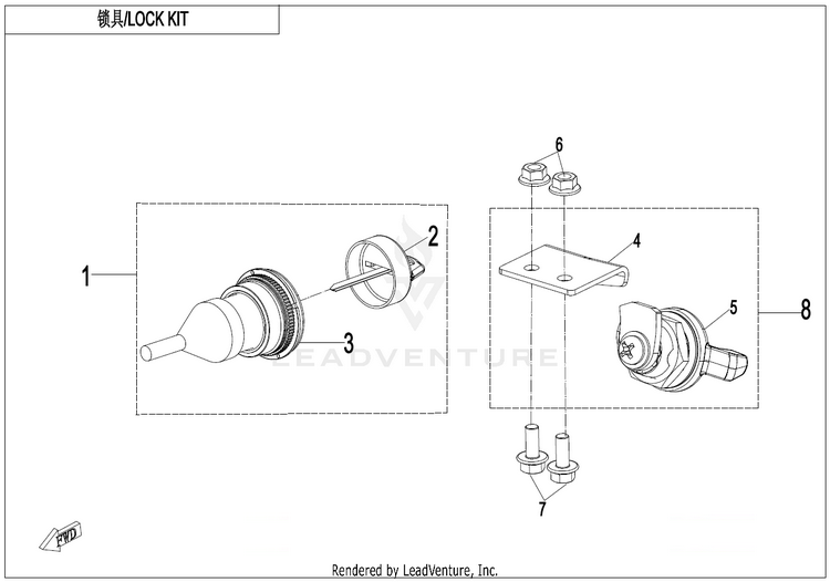 Lock Kit ZFORCE 950 HO EX CF1000SZ-D 2022 Lava Orange Schematic