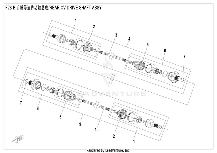 Rear Cv Drive Shaft Assy (Qc) UFORCE 500 CF500UU 2017 Crystal Orange Schematic