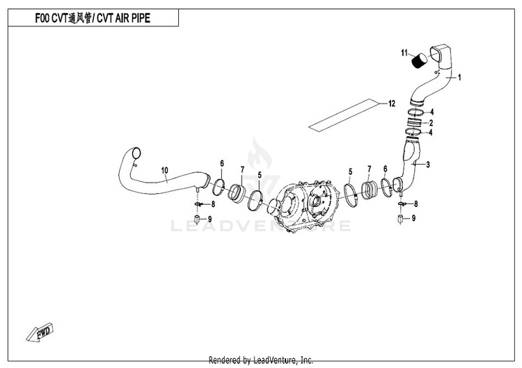 Cvt Air Pipe CF500AU-7S CFORCE 500 S 2017 Ferrari  Red Schematic