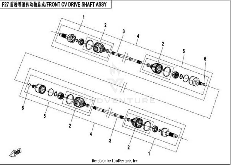 Front Cv Drive Shaft Assy(Odm) CFORCE 400 CF400AU 2016 Crystal Orange Schematic