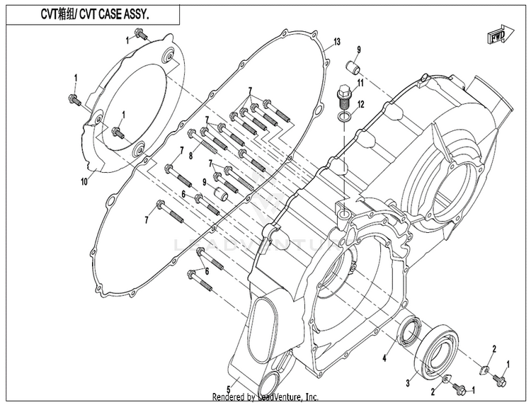 Cvt Case Assy. (Wet Clutch) CF800 ZFORCE 800 EX EPS 2022 ATHENS BLUE Schematic
