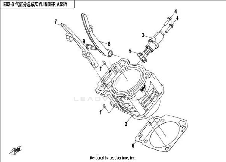 Cylinder Assy. CFORCE 400 CF400AU 2016 Crystal Orange Schematic