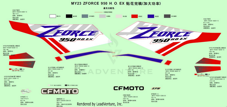 Decal,Na(Pearl White) ZFORCE 950 HO EX CF1000SZ-D 2023 Nebula Black Schematic