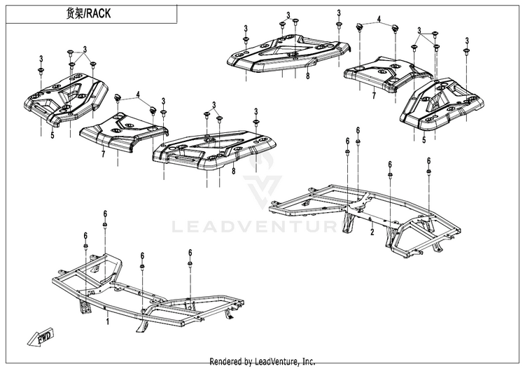 Rack CF500AZ-9S CFORCE 500 S 2022 Force Red Schematic