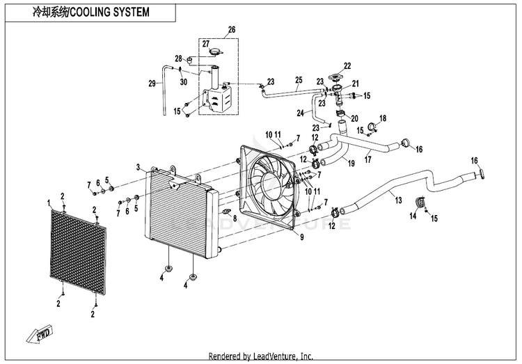Cooling System CF800AU-2A CFORCE 800 EPS 2020 Crystal Orange Schematic