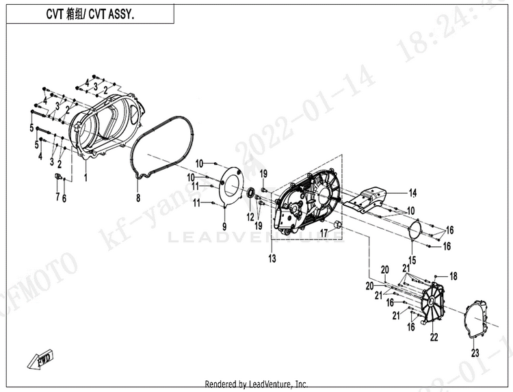 Cvt Case Assy CF500AZ-9S CFORCE 500 S 2022 Force Red Schematic