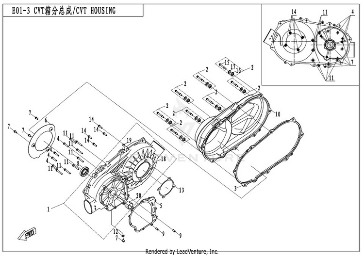 Cvt Housing Assy - Old CFORCE 400 CF400AU 2017 Crystal Orange Schematic
