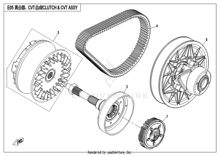 Clutch And Cvt Assy CF800-3 UFORCE 800 EPS 2018 Grey Schematic