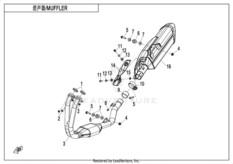 Muffler CF400-7US 450NK 2024 Nebula White Schematic