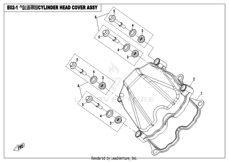 Cylinder Head Cover Assy CF800-3 UFORCE 800 EPS 2018 Grey Schematic