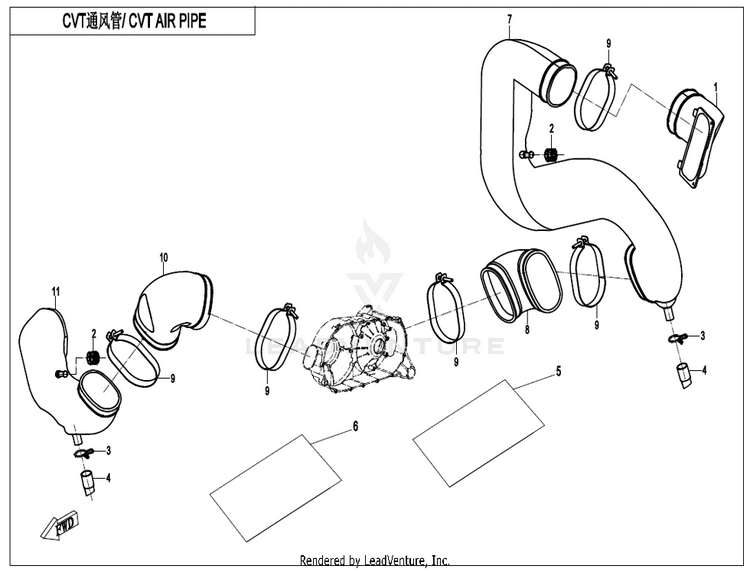 Cvt Air Pipe CF800 ZFORCE 800 EX EPS 2022 ATHENS BLUE Schematic