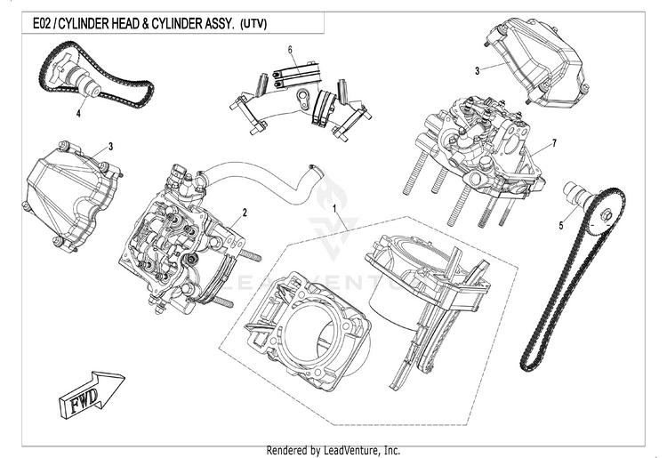 Cylinder Head And Cylinder Assy. CF800-3 UFORCE 800 EPS 2018 Grey Schematic