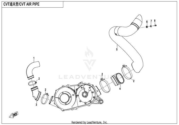 Cvt Air Pipe ZFORCE 950 Sport CF1000US-A 2020 Fire Red Schematic