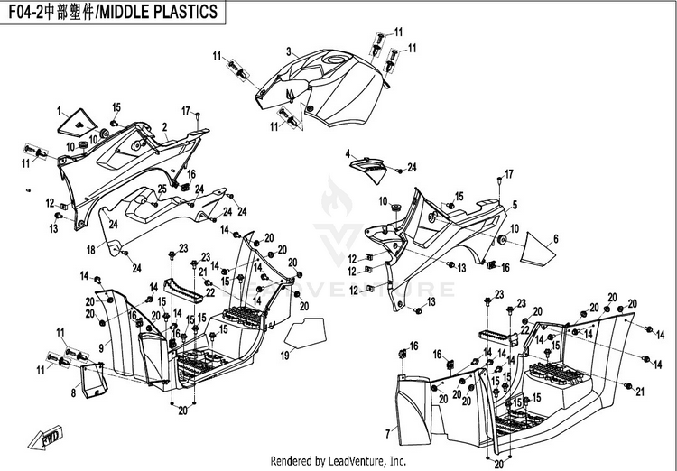 Middle Plastics CFORCE 500 HO CF500AU-6L 2017 Crystal Orange Schematic
