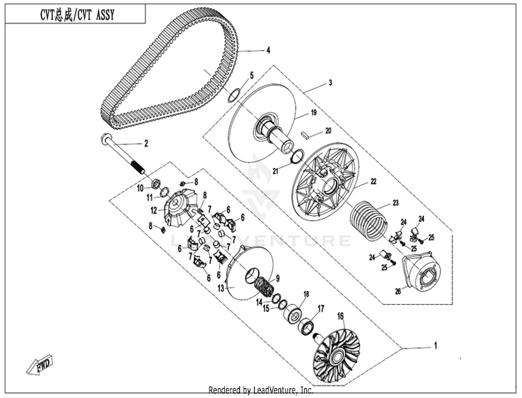 Clutch & Cvt Assy (16g Weight) CF500AZ-9S CFORCE 500 S 2022 Force Red Schematic