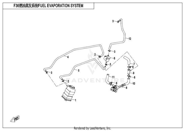 Fuel Vaporation System CF500AU-7S CFORCE 500 S 2017 Ferrari  Red Schematic