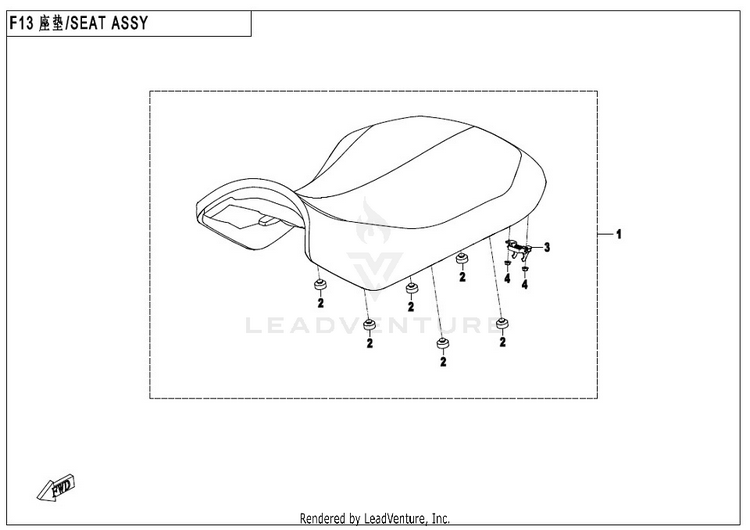 Seat Assembly CFORCE 400 CF400AU 2017 Crystal Orange Schematic