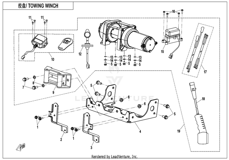 Towing Winch ZFORCE 950 Sport CF1000US-A 2020 Fire Red Schematic