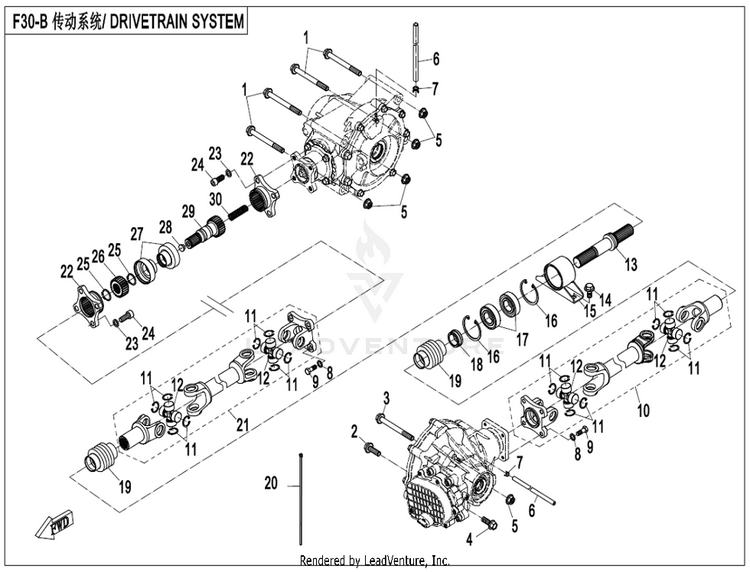 Drivetrain System CF800 ZFORCE 800 EX EPS 2022 ATHENS BLUE Schematic