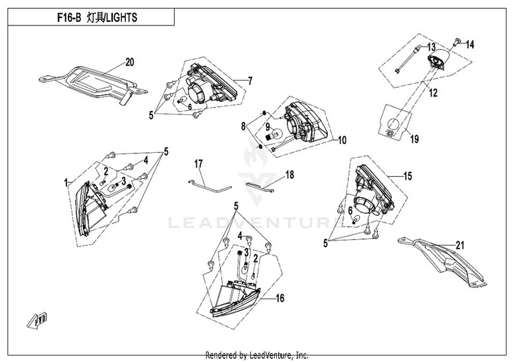 Lights (Usa) CF500AU-7S CFORCE 500 S 2017 Ferrari  Red Schematic