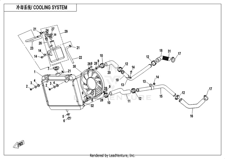 Cooling System CFORCE 400 CF400AU 2019 Crystal Orange Schematic