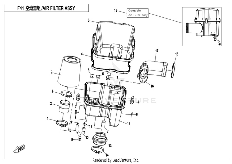 Air Filter Assy. CF800-3 UFORCE 800 EPS 2018 Grey Schematic