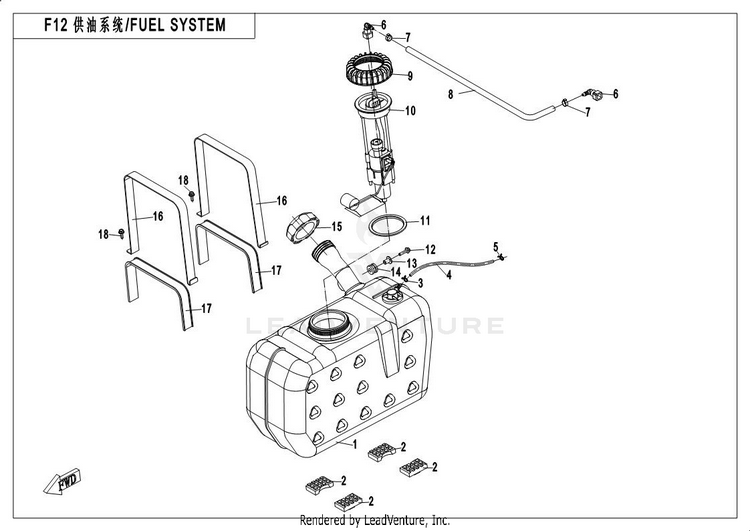 Fuel System UFORCE 500 CF500UU 2017 Crystal Orange Schematic
