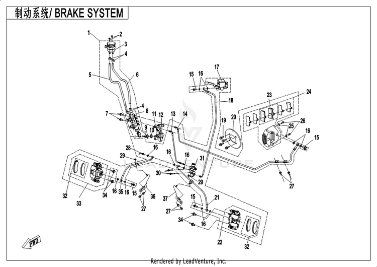 Brake System(Usa) CFORCE 400 CF400AU 2019 Crystal Orange Schematic