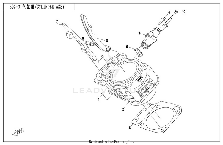 Cylinder Assy CF500AU-7S CFORCE 500 S 2017 Ferrari  Red Schematic
