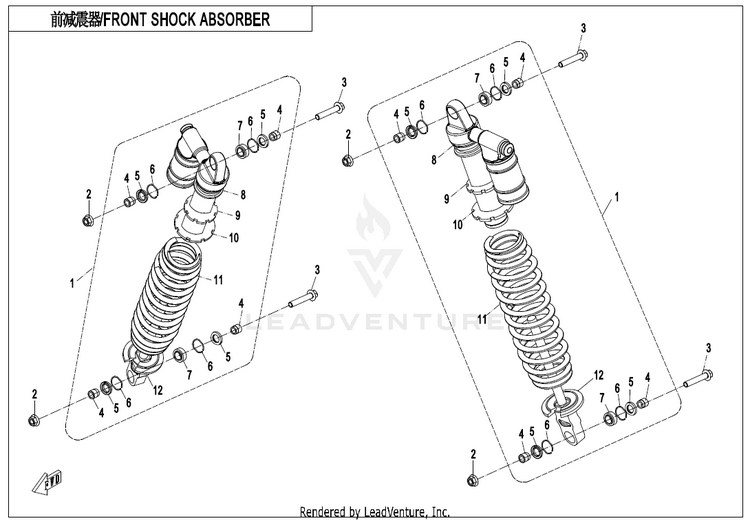 Front Shock Absorber(Gas)-Black CF800AU-2A CFORCE 800 EPS 2020 Crystal Orange Schematic