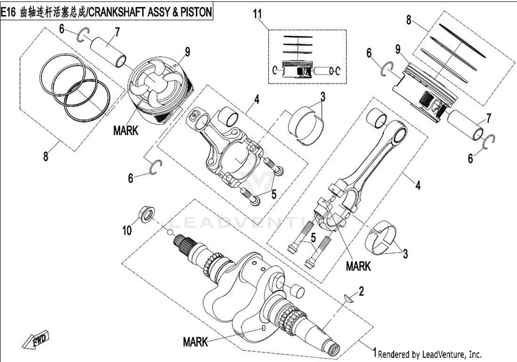 Crankshaft Assy And Piston CFORCE 800 CF800-2 2017 Crystal Orange Schematic