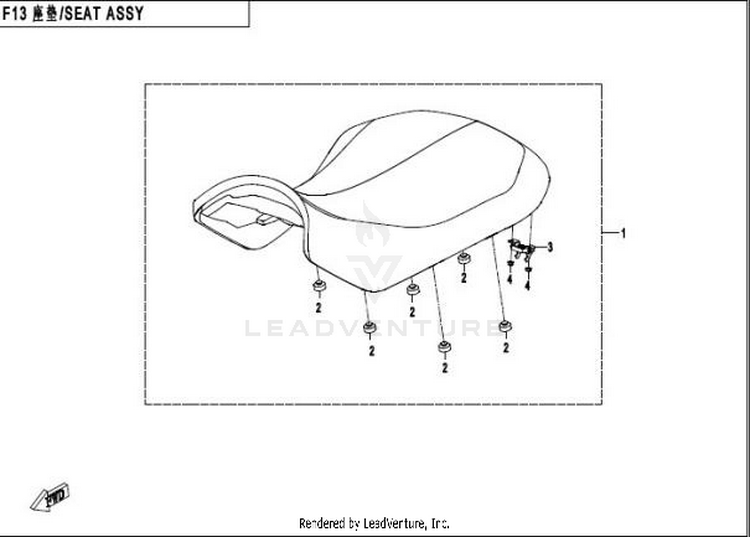 Seat Assy CFORCE 400 CF400AU 2016 Crystal Orange Schematic