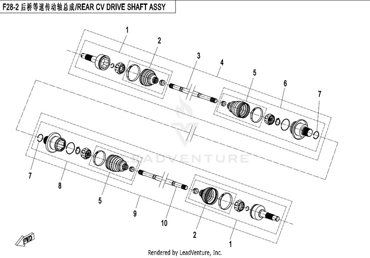 Rear Cv Drive Shaft Assy (Sps) CFORCE 500 HO CF500AU-6L 2017 Crystal Orange Schematic
