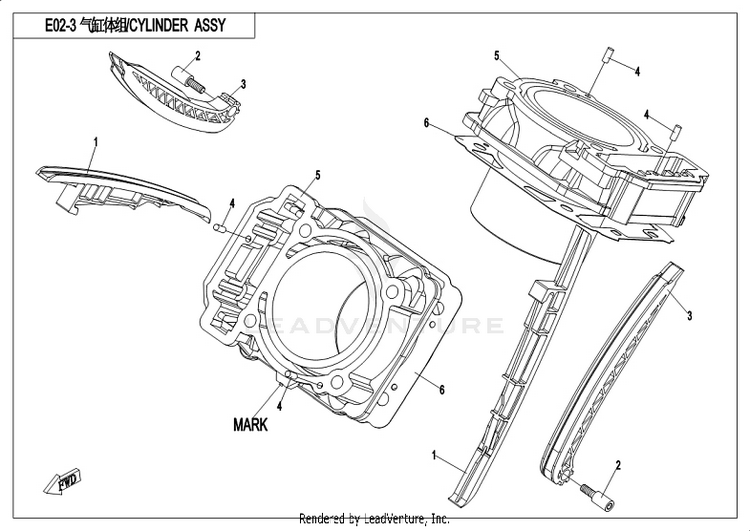 Cylinder Assy. CF800-3 UFORCE 800 EPS 2018 Grey Schematic