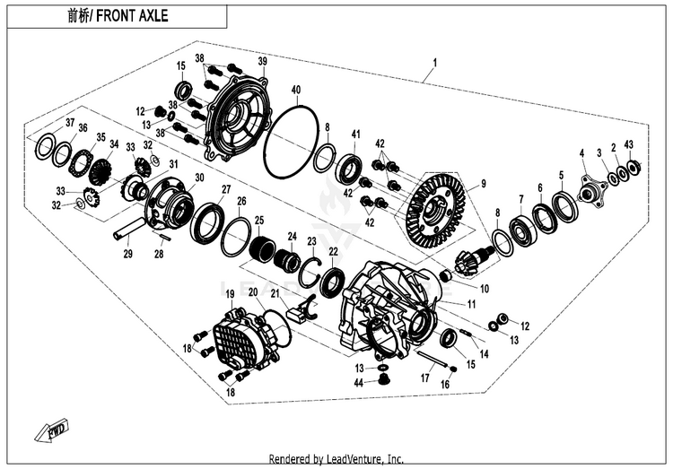 Front Axle ZFORCE 950 Sport CF1000US-A 2020 Fire Red Schematic