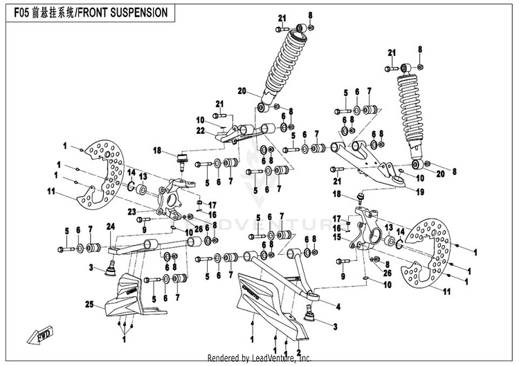Front Suspension CFORCE 400 CF400AU 2017 Crystal Orange Schematic