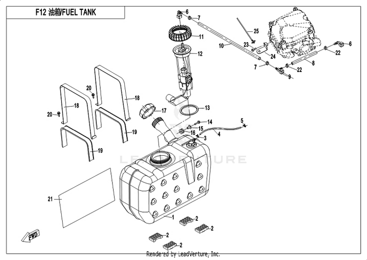Fuel Tank CF800-3 UFORCE 800 EPS 2018 Grey Schematic
