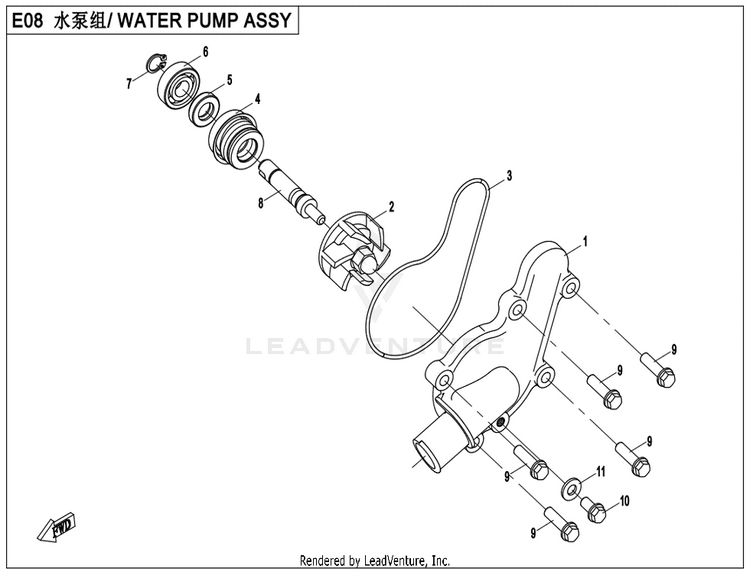 Water Pump Assy CF600AU-3S CFORCE 600 2022 Force Red Schematic