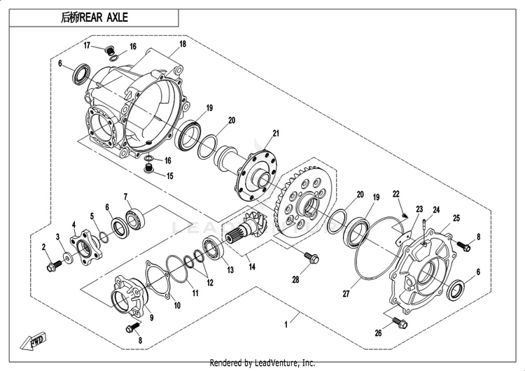 Rear Axle(Non Differential) CF1000UU UFORCE 1000 2019 ATHENS BLUE Schematic