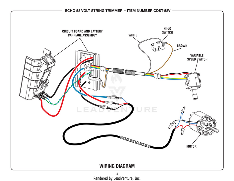 Echo CDST58V 58 Volt String Trimmer Mfg No. 107397001 11119 (Rev12