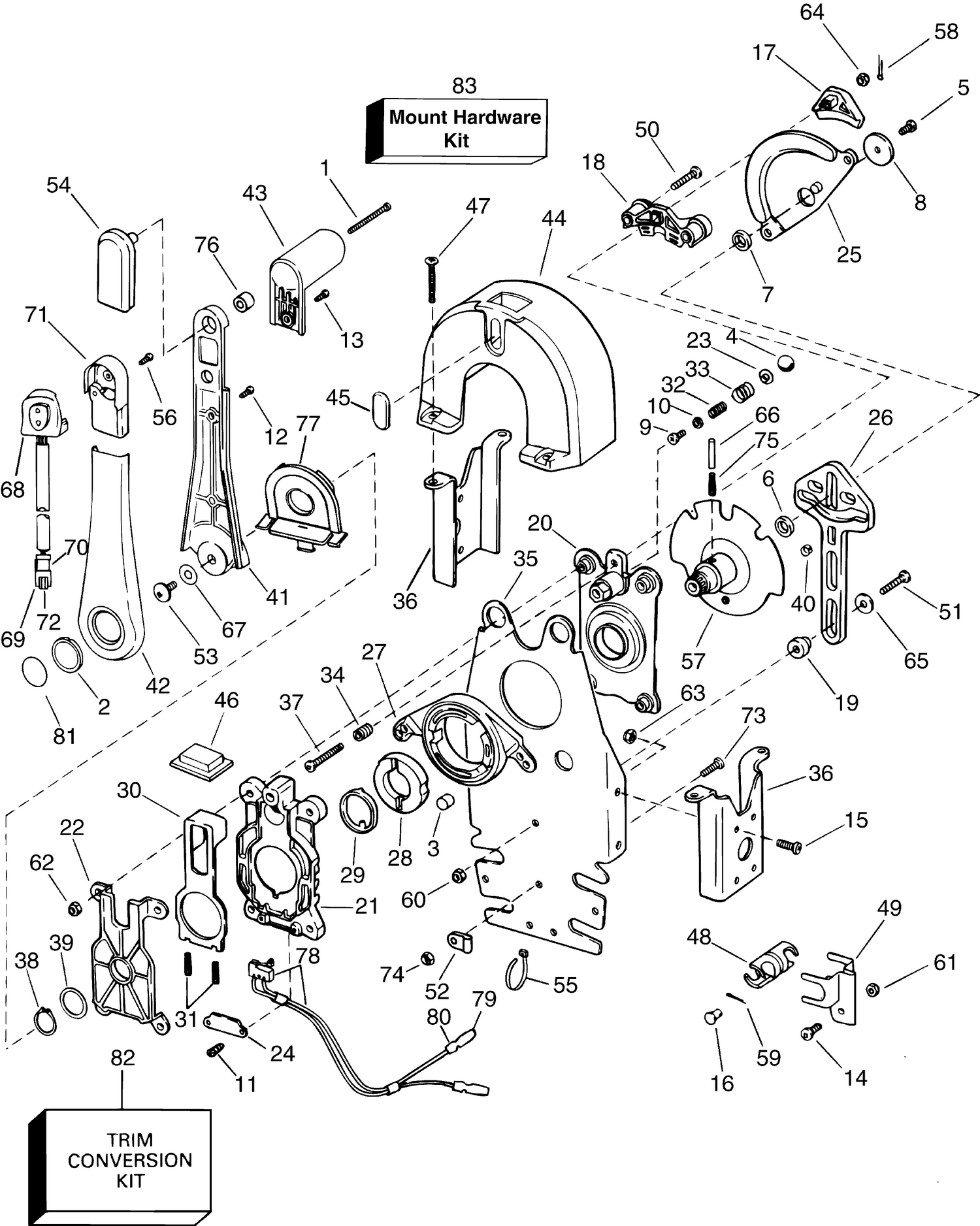 REMOTE CONTROL - SINGLE LEVER BINNACLE, NO KEY