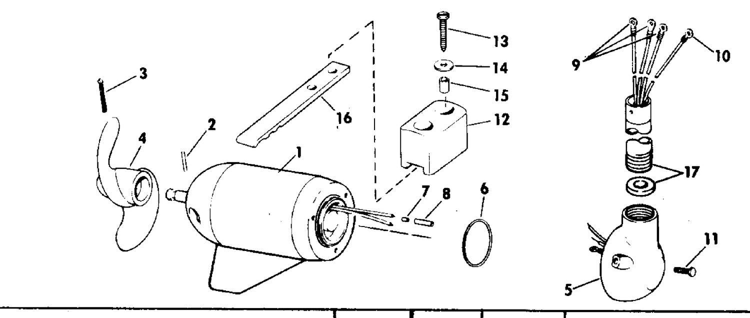 MOTOR AND ADAPTER GROUP 24 VOLT BOW MOUNT
