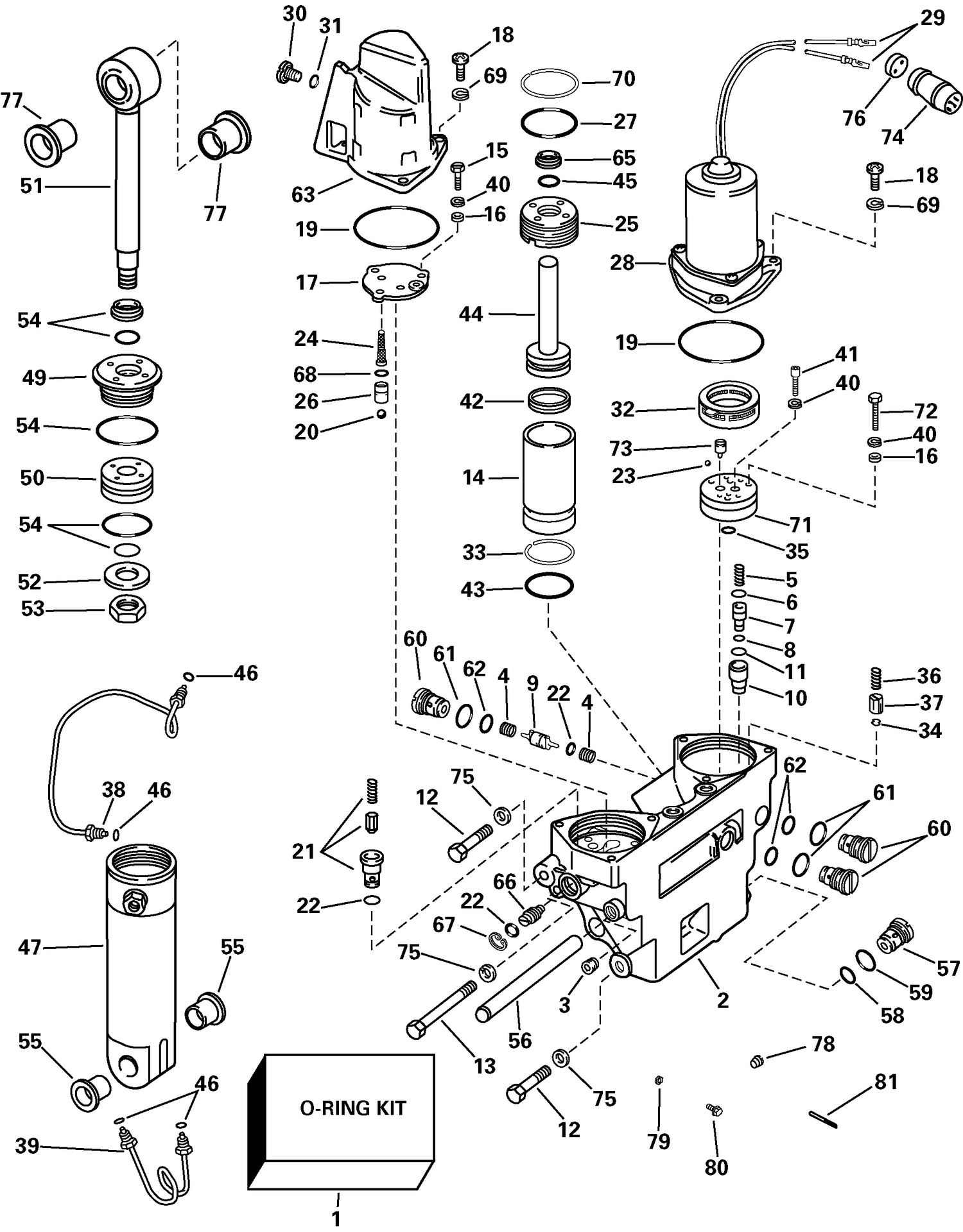 POWER TRIM/TILT ASSEMBLY - 65 MODELS