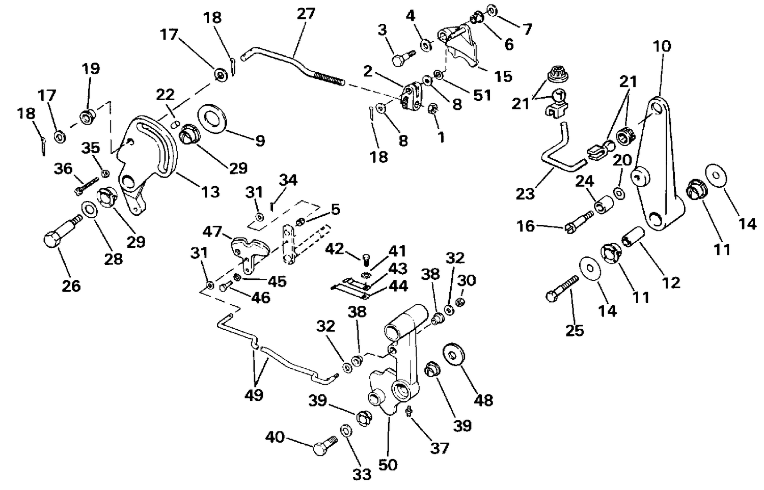 SHIFT & THROTTLE LINKAGE - TILLER ELECTRIC