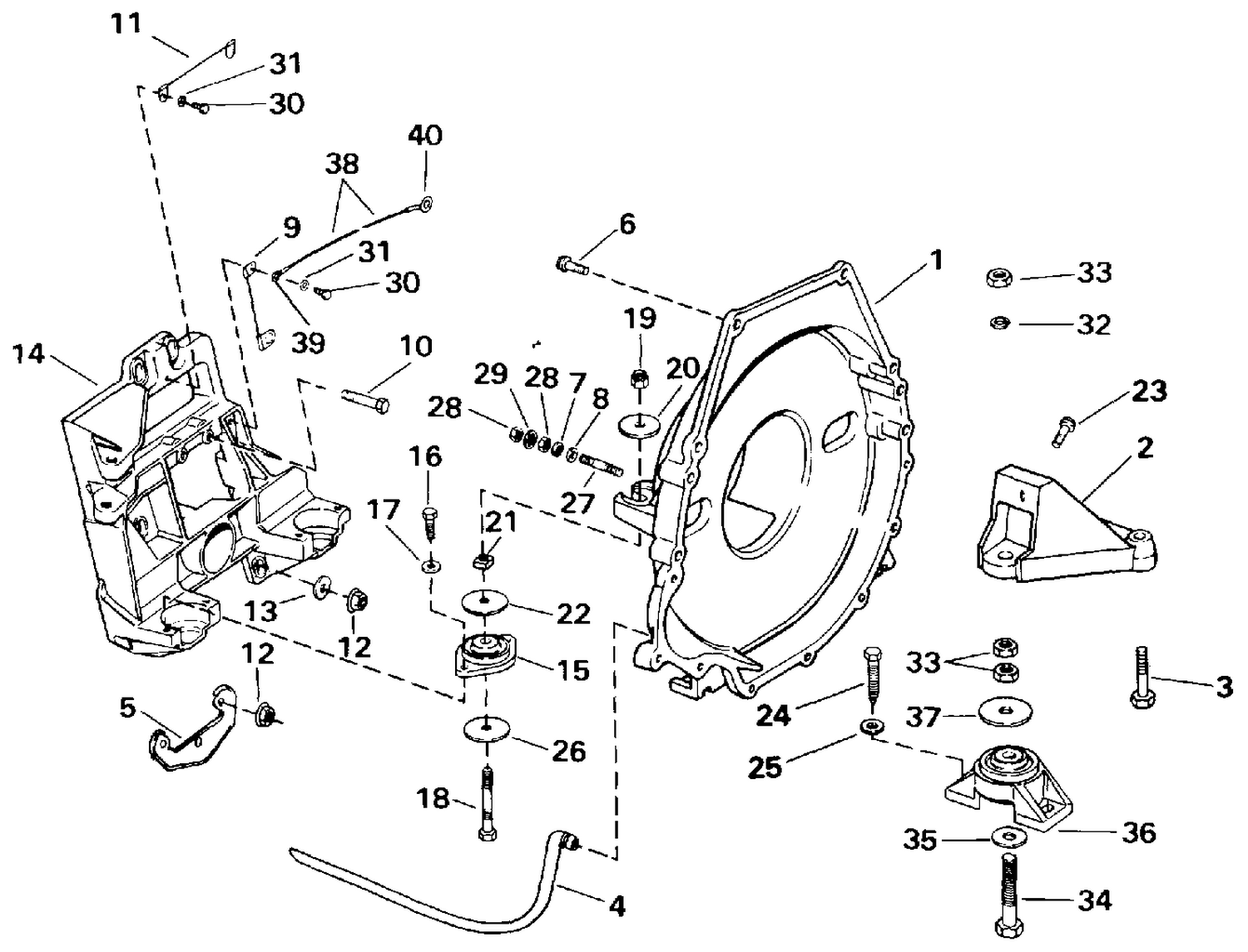TRANSOM PLATE, FLYWHEEL HOUSING & MOUNTS